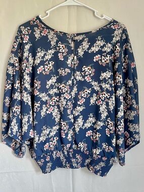 Sienna Sky Floral Balloon-Sleeve Tunic Top Women’s Size M